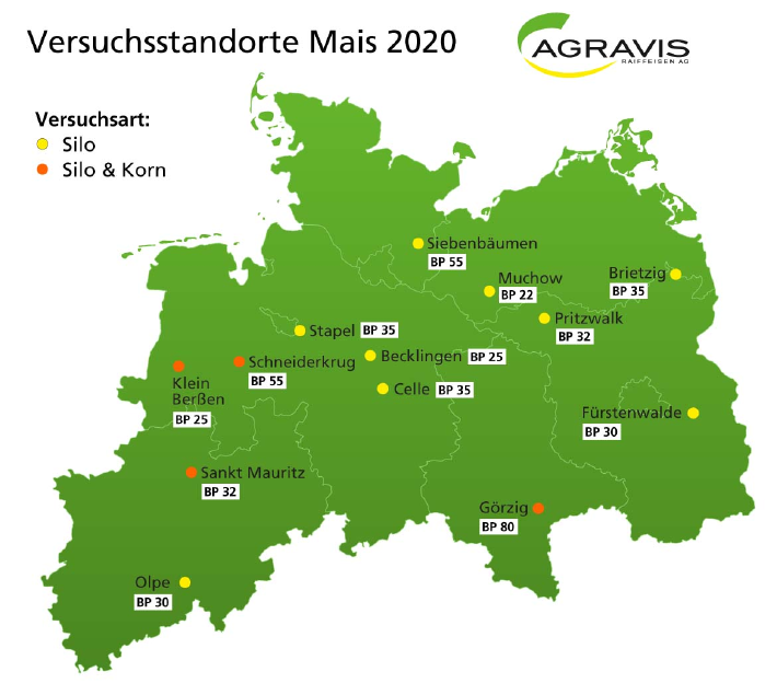 Mais AGRAVIS-Versuchsstandorte