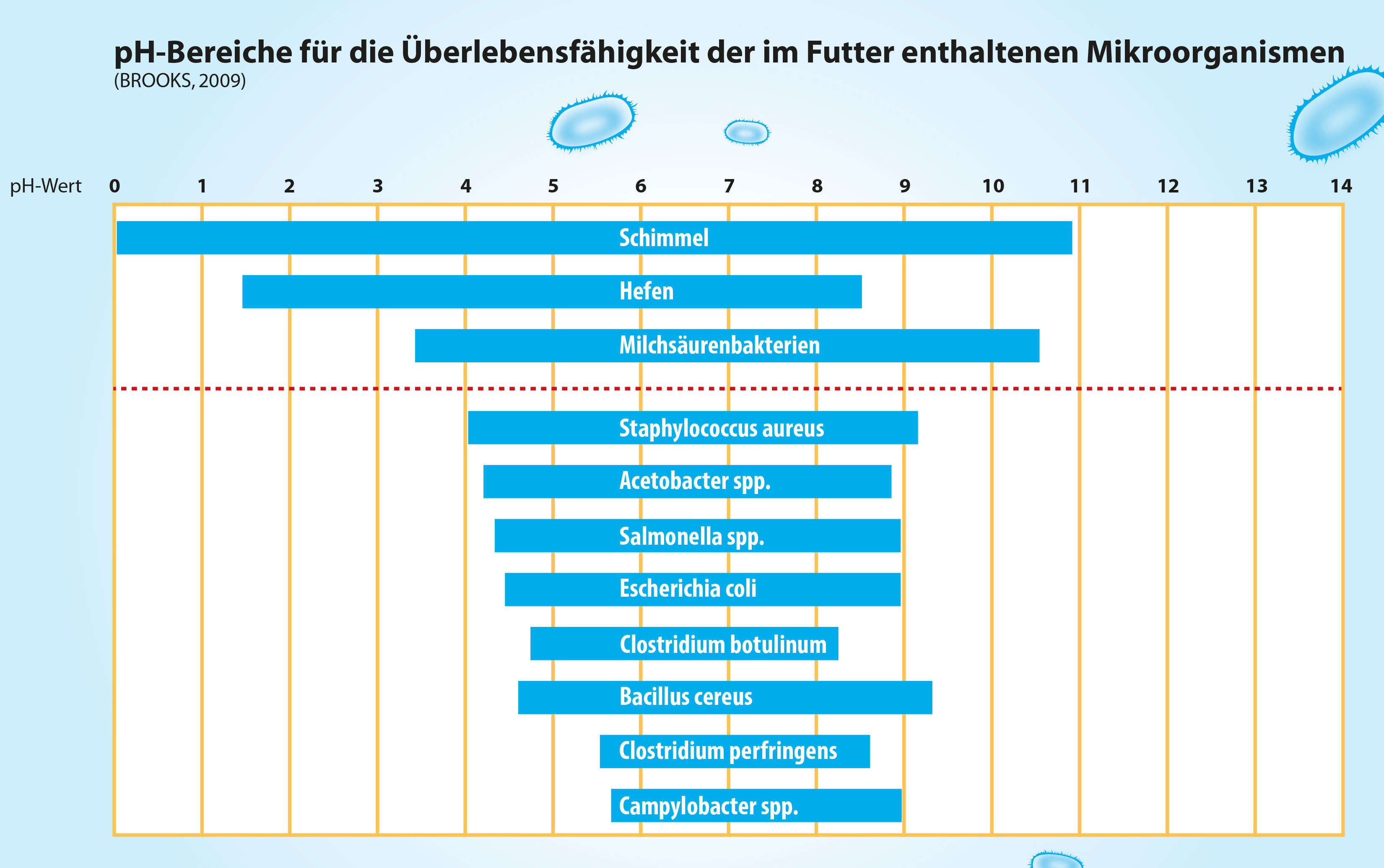 Grafik: pH-Bereiche in der Getreidekonservierung