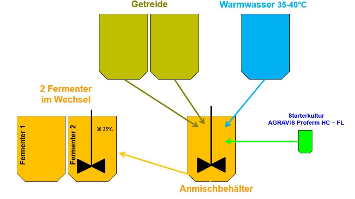 Schematische Abbildung des Fermentationsprozesses. 