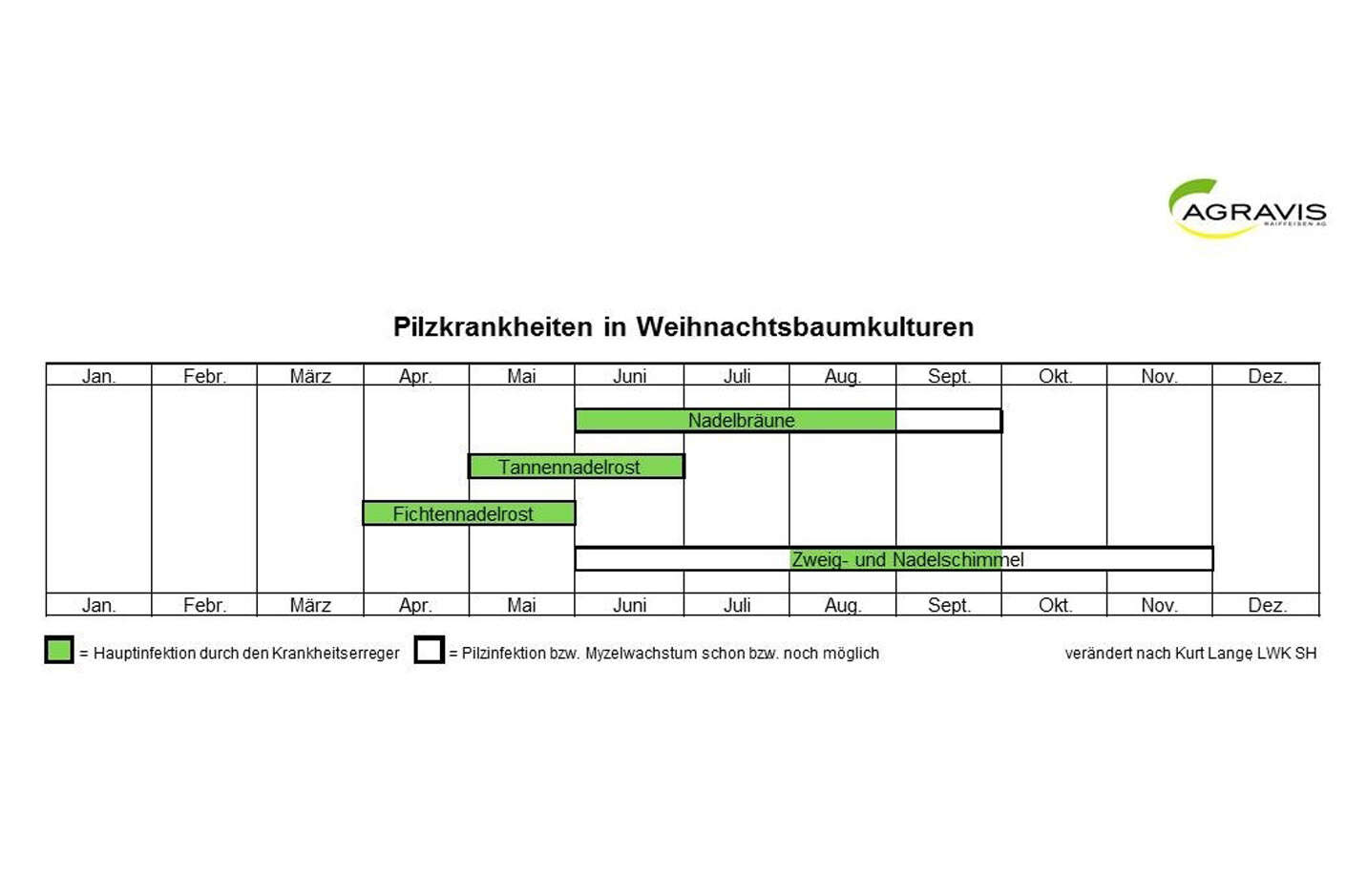 Grafik Pilzkrankheiten in Weihnachtsbaumkulturen