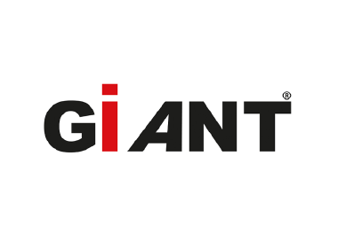 GIANT Logo in Schwarz-Rot, Hersteller von Hof- und Radladern