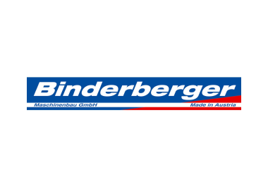BINDERBERGER Logo in Blau-Rot, Hersteller von Forst- und Landtechnik