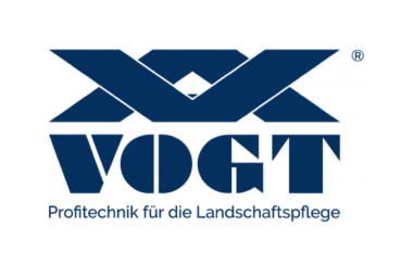 VOGT Logo mit Slogan ‚Profitechnik für die Landschaftspflege‘ in Blau