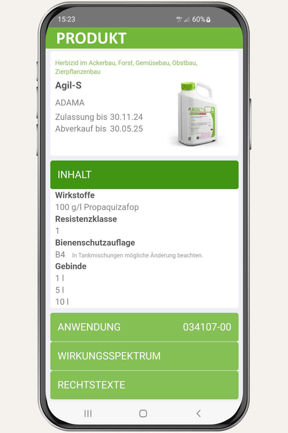 Smartphone Screenshot Produktansicht IQ-Plant