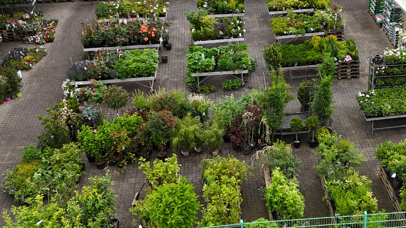 Drohnenbild der Garten- & Pflanzenabteilung