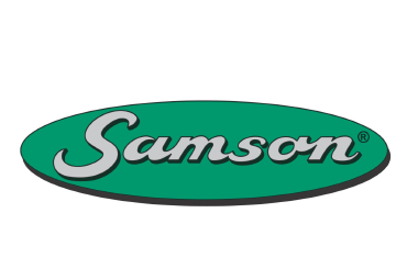 Logo von SAMSON in Weiß auf grünem Oval, landtechnischer Hersteller