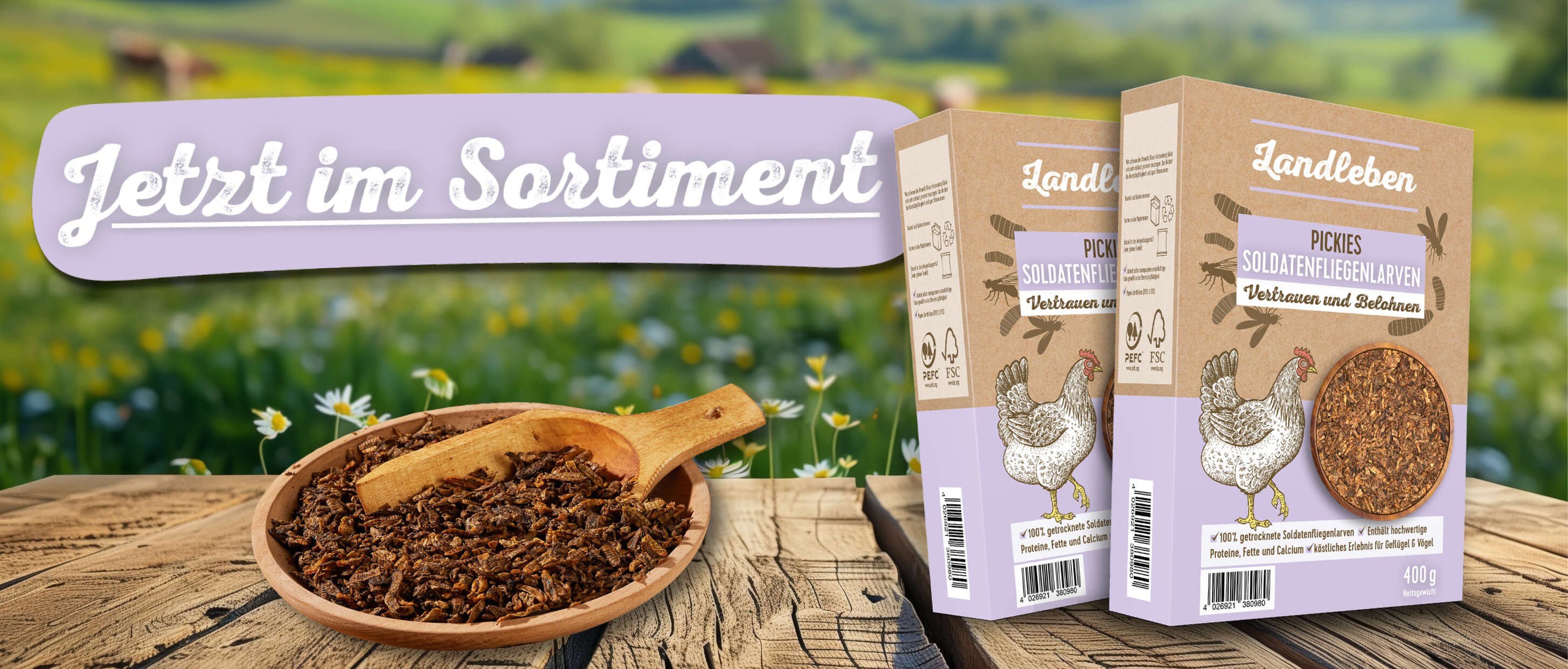 Die Verpackung der Landleben Pickies Soldatenfliegenlarven