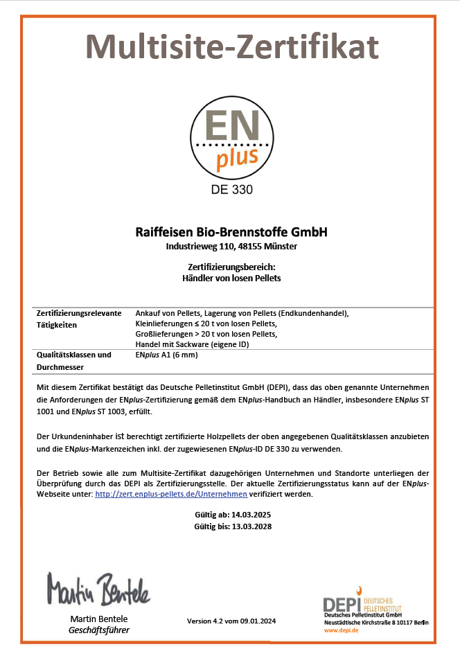 Multisite Zertifikat Raiffeisen-Bio-Brennstoffe