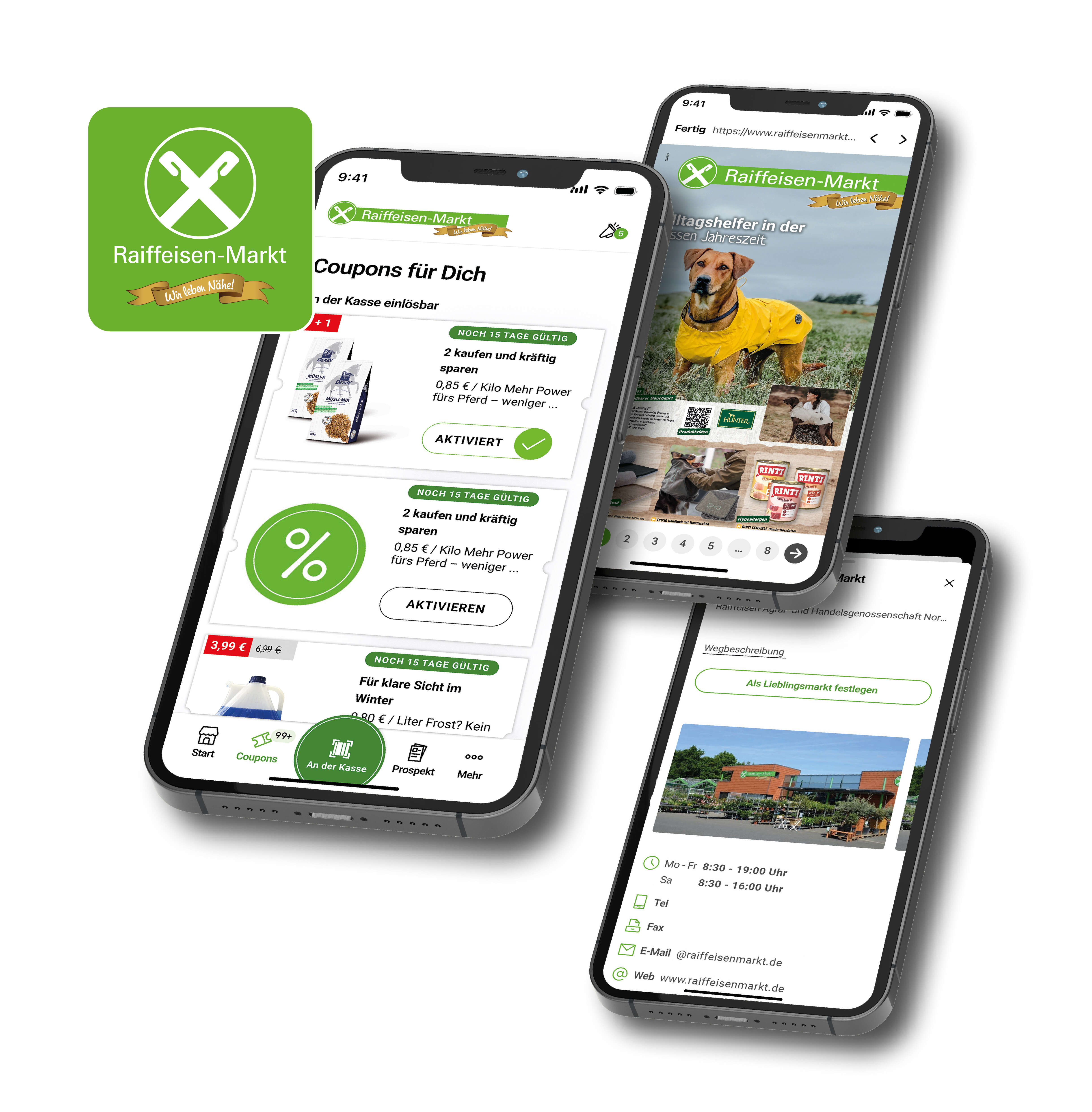 abbildung raiffeisenmarkt app Screenshots