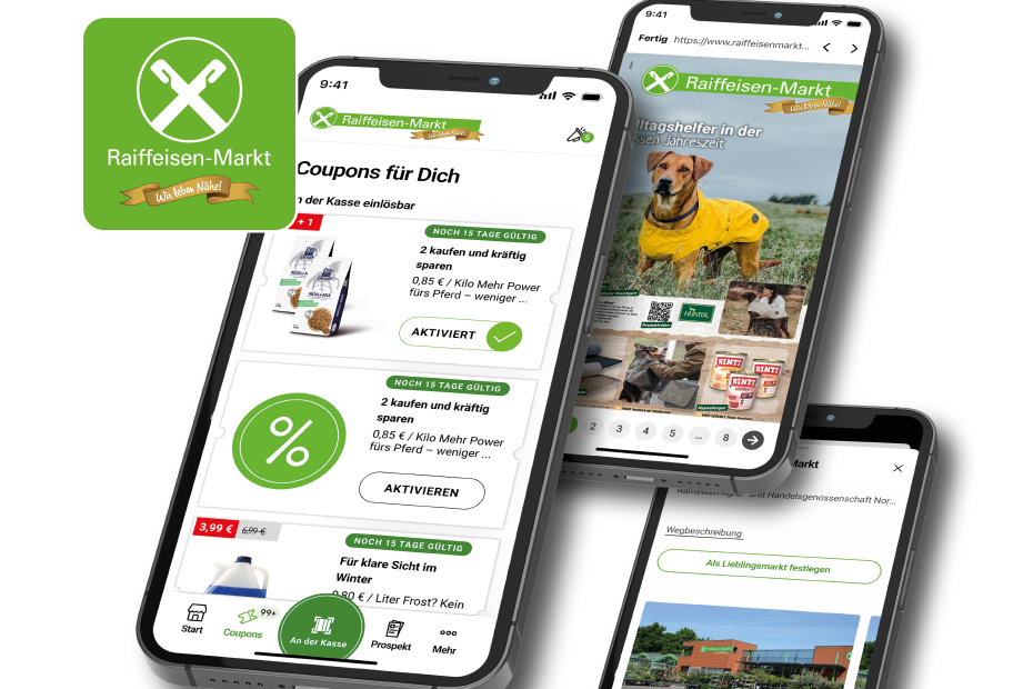 abbildung raiffeisenmarkt app Screenshots