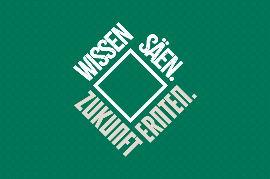 DLG-Feldtage Keyvisual Schrift auf grünem Hintergrund: Wissen säen. Zukunft ernten.