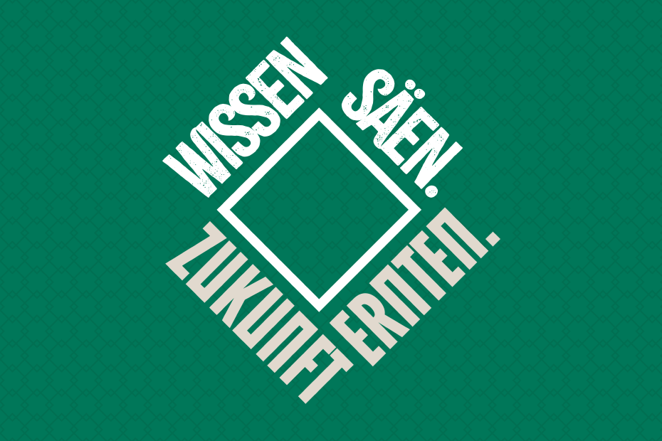 DLG-Feldtage Keyvisual Schrift auf grünem Hintergrund: Wissen säen. Zukunft ernten.