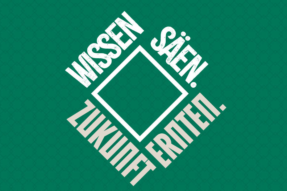 DLG-Feldtage Keyvisual Schrift auf grünem Hintergrund: Wissen säen. Zukunft ernten.
